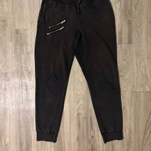 INC International Concepts Black Joggers with Zipper Accents
